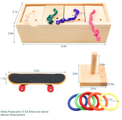 OLOEY Houten voerbak voor hamsters- cavia's en konijnen- Leuke schuilplaats voor hamsters en andere huisdieren- Stimuleert activiteit en vermindert verveling- Duurzaam- natuurlijk materiaal