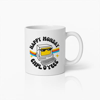 Happy Monday Employees Mok 330ml – Grappige Koffiebeker Cadeau voor Collega’s, Kantoorhumor & Werkplezier