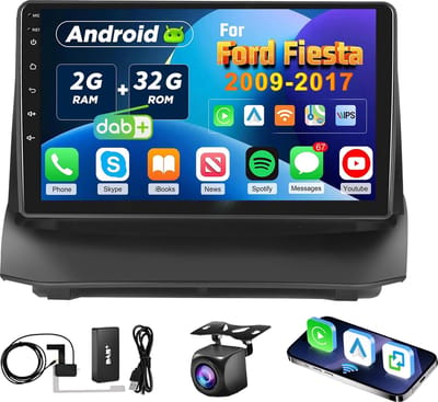 ESSGOO voor Ford Fiesta Carplay Autoradio - 2009-2017 - Android 15 2+32GB - 9" Touchscreen - GPS, Wifi, SWC - DAB & Achteruitrijcamera