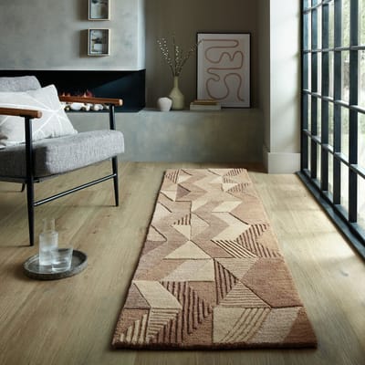 Flycarpets Loper - Laagpolig vloerkleed Asher - Naturel / Bruin 60 x 230 cm