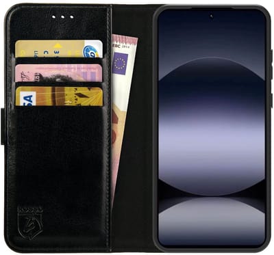 Rosso Element Geschikt voor Xiaomi Redmi Note 14S | Wallet Book Case | Portemonnee Hoesje | 3 Pasjes | Magneetsluiting | Stand Functie | Zwart