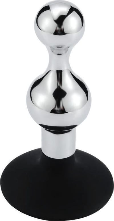 Buttplug aluminium in zandloper-vorm met zuignap
