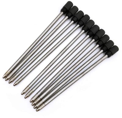 Dailygoods- Inkt Refill 10 Stuks - Balpen Navulling - Blauw/Zwart - 70 mm - Metaal - Schrijfdikte 0,5 mm