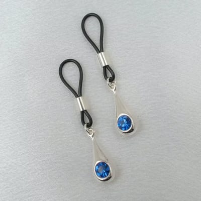 Sylvie Monthulé | Silver Nipple Clamps and Nipple Jewelry | Blue Crystal