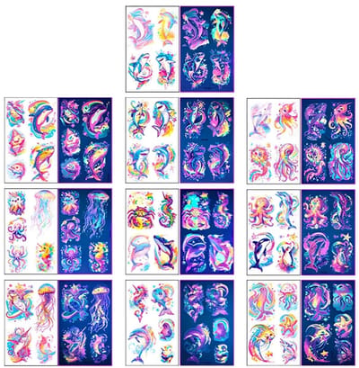 Dailygoods- Tatoeages Tijdelijk - Lichtgevende Tatoeages - Feestdecoratie - Tatoeages Kinderen/Tieners - Huidvriendelijke Kleeftatoeages - Creatief Fluorescerend Effect
