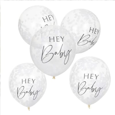 Botanical Baby - Confetti ballonnen Hey Baby (5 stuks)