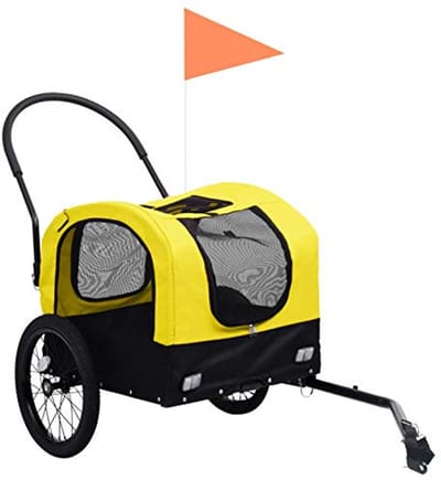 2-in-1 Dierenfietskar en Jogger - Opvouwbare Hondenaanhanger voor Fietsen - Geel/Zwart
