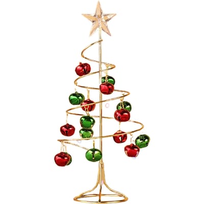 Spiraal Kerstboom IJzeren Bureaus Kerstboom Ornament met Belletjes voor Huis Binnen Decoratie beige