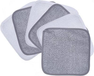 SnelShoppen - Premium Microfiber Fleece Make-up Verwijderdoekjes - Hypoallergene, Chemievrije Reinigingsdoeken - 6 Stuks - 20x20cm - Grijs en Wit