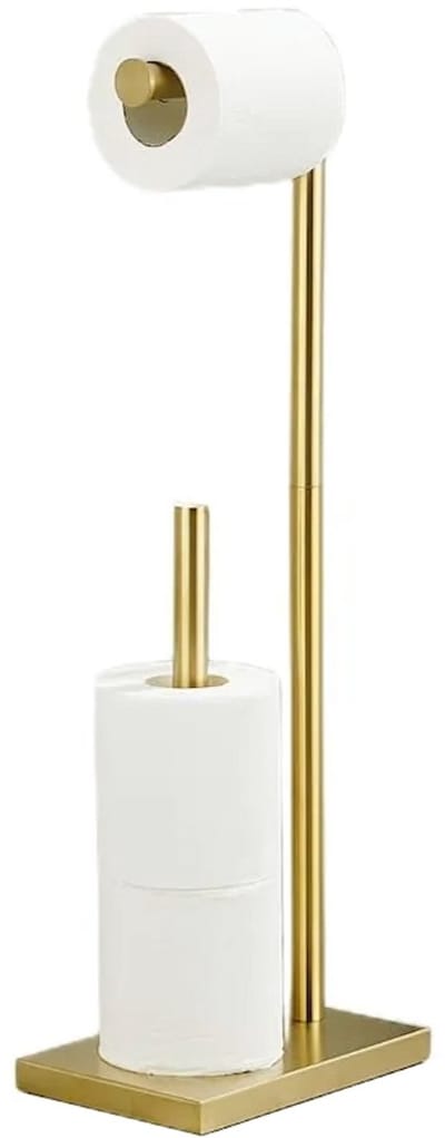 Toiletbutler met wc rolhouder en reserverol houder compleet mat goud staand