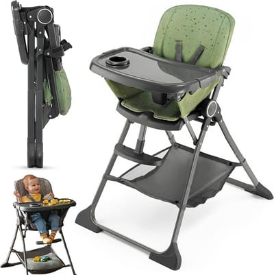 ApexArte® Kinderzetel - Eetstoel Baby 6 Maanden en Ouder - Kinder Eetstoel - Kinderstoel - Inklapbare Eetstoel - Groen