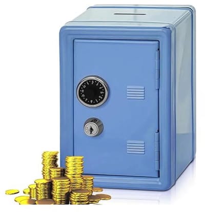 Spaarpot Kluis met Geldgleuf en Sleutels voor Geldbesparing - Mini Metalen Spaarbank