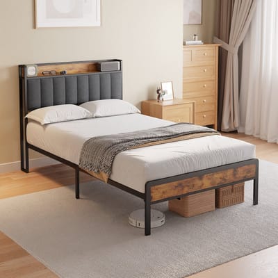 Xbro Gestoffeerd Bed 120 x 200 cm - Tweepersoonsbed met 35 cm Opbergruimte - Donkergrijs