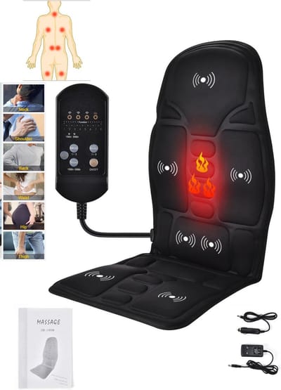 Huiselijk Geluk - Elektrisch Verwarmd Shiatsu Massagekussen voor Nek en Auto - Ontspannend en Verlichtend - Diepe Kneedmassage - Warmtefunctie - Thuis en Onderweg - Draagbaar - Rug-, Nek- en Schoudermassage - Verbeterde Bloedcirculatie - Stressverlic
