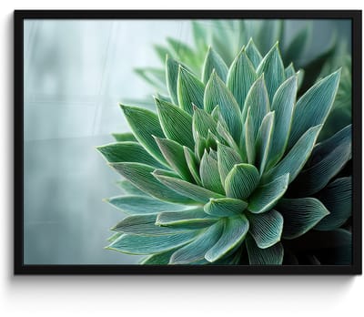 Poster in lijst - Fotolijst 80x60 cm - Posters - Vetplant - Bladeren - Groen - Wazig - Posterlijst zwart - Decoratie - Wanddecoratie woonkamer - Muurdecoratie slaapkamer