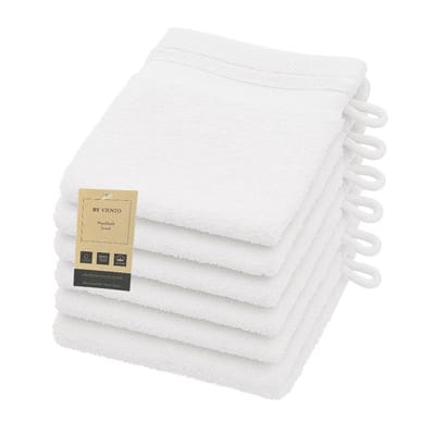 By Viento Luxe Washandjes – Set van 6 – 15×21 cm – Wit – Hotelkwaliteit – 100% Katoen – 600 g/m²