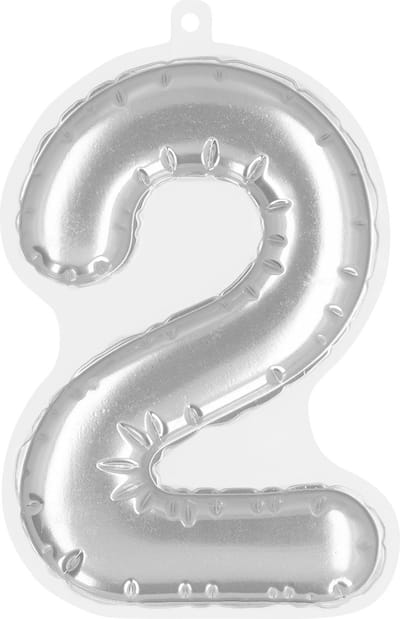 Boland - Sticker Folieballon '2' zilver Zilver - Geen thema - Verjaardag - Jubileum - Raamsticker