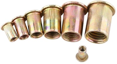 JHUBERS- Rivetmoer Set 100 Stuks - Platte Klinkmoeren - Koolstofstaal - Verzinkt - M3/M4/M5/M6 - Professionele Kwaliteit - Klinkmoer