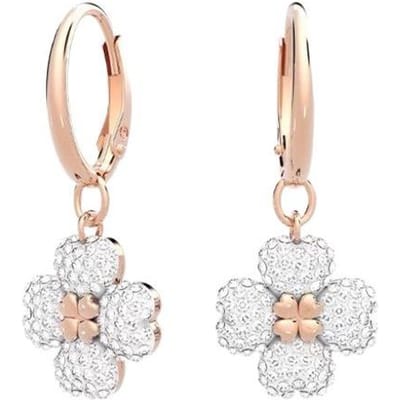 Boucles d'oreilles Swarovski Latisha Trèfle à quatre feuilles Cristal d'imitation Boucles d'oreilles pour femme Or Rose 5636517 Box (Random Color) white