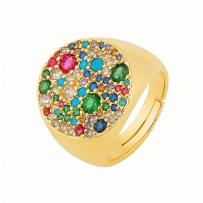 Luxenter Ring met veelkleurige zirkonia, afgewerkt in 18-karaats geelgoud - Lidat
