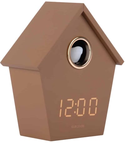 Karlsson Wekker Riqueza Cuckoo - Mokka - 6.8x13x15.3cm - Modern - Wekker voor slaapkamer - Wekkers