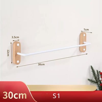 Witte Badkamer Hout Aluminium Handdoekhanger Wandmontage Handdoekrek Houten Handdoekstang Rail Badkameraccessoires beige