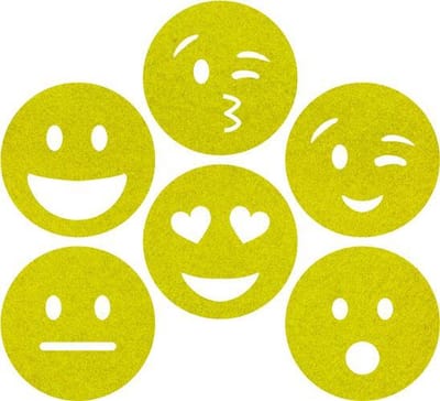 Smileys vilt onderzetters - Lichtgroen - 6 stuks - ø 9,5 cm - Tafeldecoratie - Glas onderzetter - Cadeau - Woondecoratie - Tafelbescherming - Onderzetters voor glazen - Keukenbenodigdheden - Woonaccessoires - Tafelaccessoires