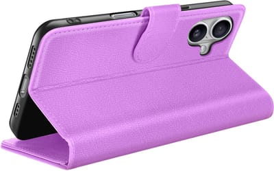 Zanae, Hoesje geschikt voor iPhone 17 Air - Wallet Case & Magneetsluiting, Paars
