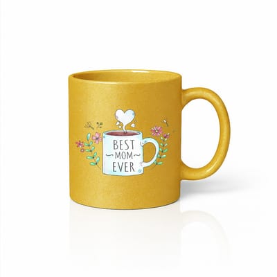 Best Mom Ever Koffiemok - Luxe Moederdag Cadeau - Bloemen Illustratie - Keramische Beker Goud