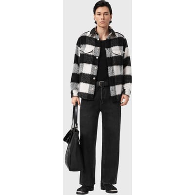 AllSaints River Ls Shirt Black/white Taglia: XS | Camicie Casual Outlet | Uomo | Nero