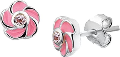 The Jewelry Collection Oorknoppen Bloem Zirkonia - Zilver