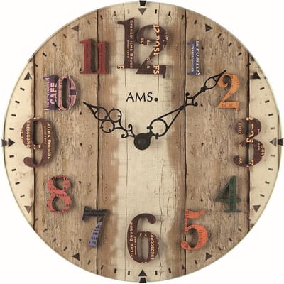AMS W9423 - Wandklok - Analoog - Mineraal glas - Bruin