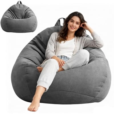 Dailygoods- Zitzak XL - Gaming Zitzak - Zitzak voor Volwassenen - Zitzak voor Kinderen - Zitzak Buiten - 100 x 120 cm, Linnen Katoenmix - Beanbag