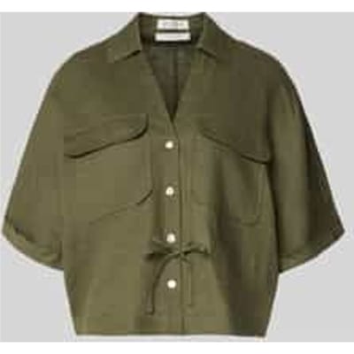 relaxed fit linnen blouse met borstzakken