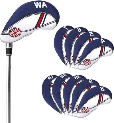 Set van 10 Stuks Golf Iron Hoofdkappen met Lange Hals - Bescherming voor IJzeren Golfclubs, Duurzaam en Stijlvol Ontwerp