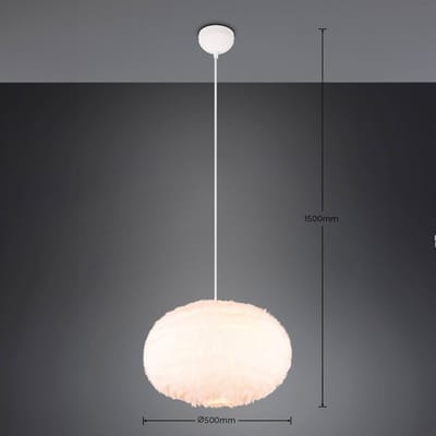 REALITY FURRY - Hanglamp - Zand - excl. 1x E27 10W - D: 50 cm - Aanpasbaar in hoogte