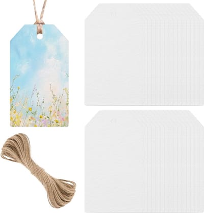 60 Stuks Waterverf Papieren Labels, Lege Kaarten voor Schilderen, Dikke 300gsm Vooraf Geknipte Hangende Boekensteunen voor Kunst, Ambachten en Cadeauverpakkingen