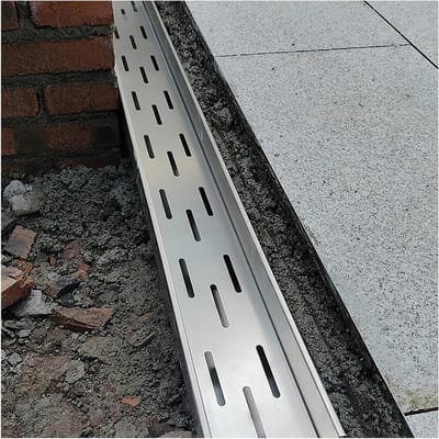 Afvoergoot Kit - Mini Kanaal - Terras Droog Houden - Roestvrij Staal - H20xB10cm - Zilver