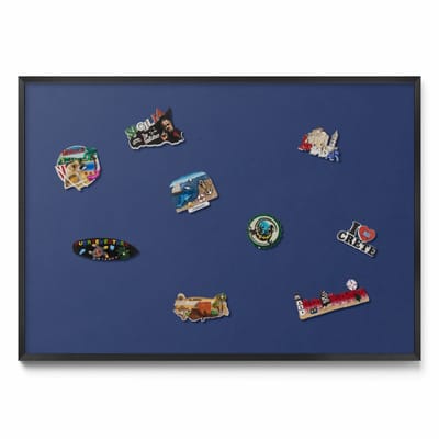 Tulup Magneetbord met Zwarte Frame - Marine Magneetbord in Effen Kleuren - 100 cm x 70 cm - Marineblauwe kleur - Magnetisch Bord voor Magneten - Magneetbord voor Foto's en Notities - Magneetbord voor Reissouvenirs