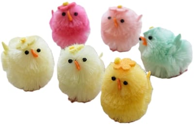 Decoris gekleurde paaskuikentjes - 4 cm - 6x stuks - Paasversiering / Paasdecoratie - kuiken minies