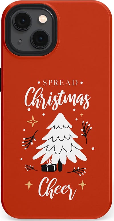 Casetastic hoesje geschikt voor Apple iPhone 13 - MagSafe - Dubbellaagse bescherming - Verspreid het Kerstfeest - Fashion Case - Terracotta