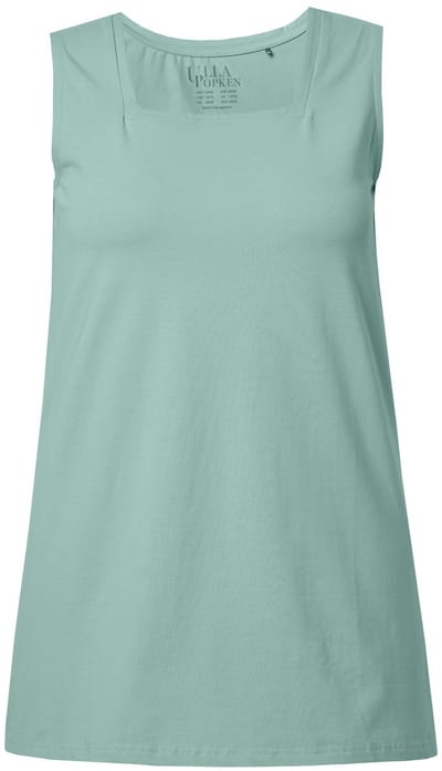 Ulla Popken - Dames - Longtop classic fit carréhals mouwloos - Licht mosgroen - Maat 46+