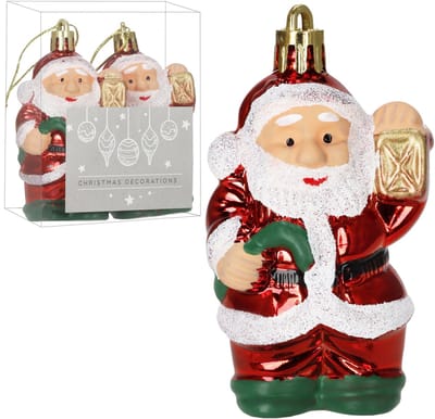 Springos Kersthanger | Kerstman | Kerstboomhanger | Wit | Glitters | Kunststof | 8 cm | 2 Stuks