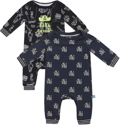 Charlie Choe - 2pack - Navy - zwart - Boxpak - Salopette - Kruippakje - Babypakje - Jumpsuit - Geboortepakje - Romper - Draken - Piraten - Maat 68