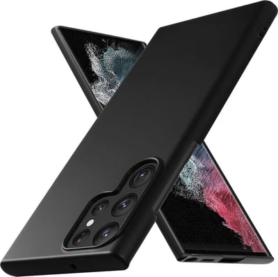 Cadorabo Hoesje geschikt voor Samsung Galaxy S22 ULTRA in METAAL ZWART - Hard Case Cover beschermhoes in metaal look tegen krassen en stoten