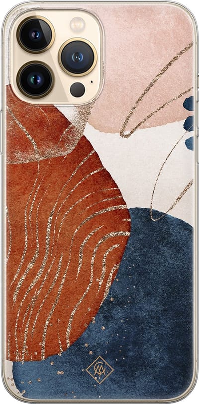 Casimoda® hoesje - Geschikt voor iPhone 13 Pro Max - Abstract Terracotta - Siliconen/TPU telefoonhoesje - Backcover - Geometrisch patroon - Multi