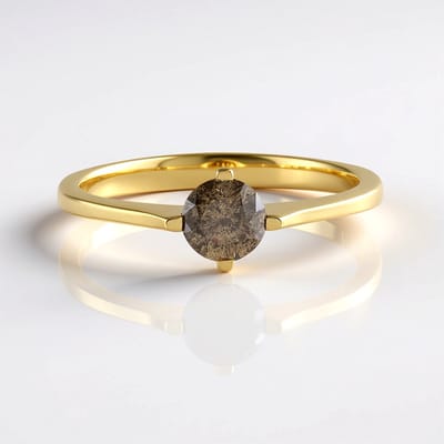 Cavill - Elegante Zilveren Ring met Champagne Diamant 0,45ct - 925 Sterling Zilver - Ronde Briljant - Minimalistisch Modern Design voor Dames