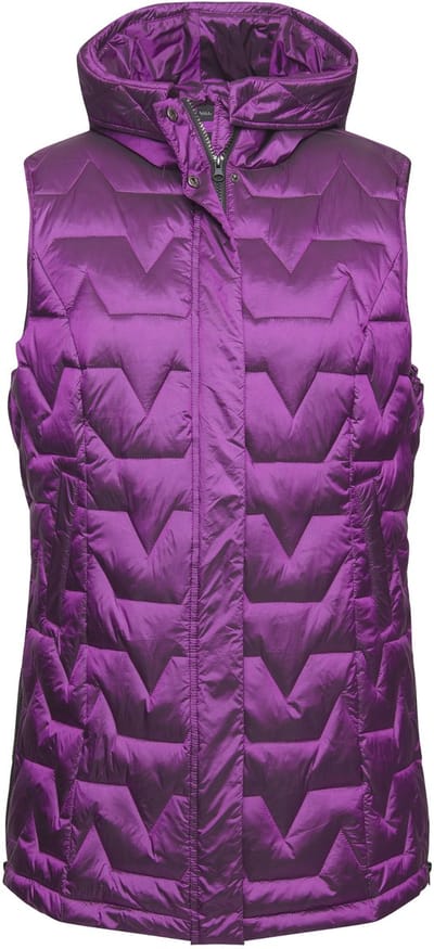 Ulla Popken - Dames - Doorgestikte bodywarmer ronde hals donzen look mouwloos - Magenta - Maat 42+