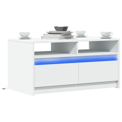 vidaXL - Salontafel - met - LED-verlichting - bewerkt - hout - wit