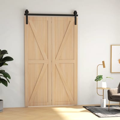 HOMCOM-Schuifdeurbeslagset - 122x0,5x4cm - Koolstofstaal - Zwart